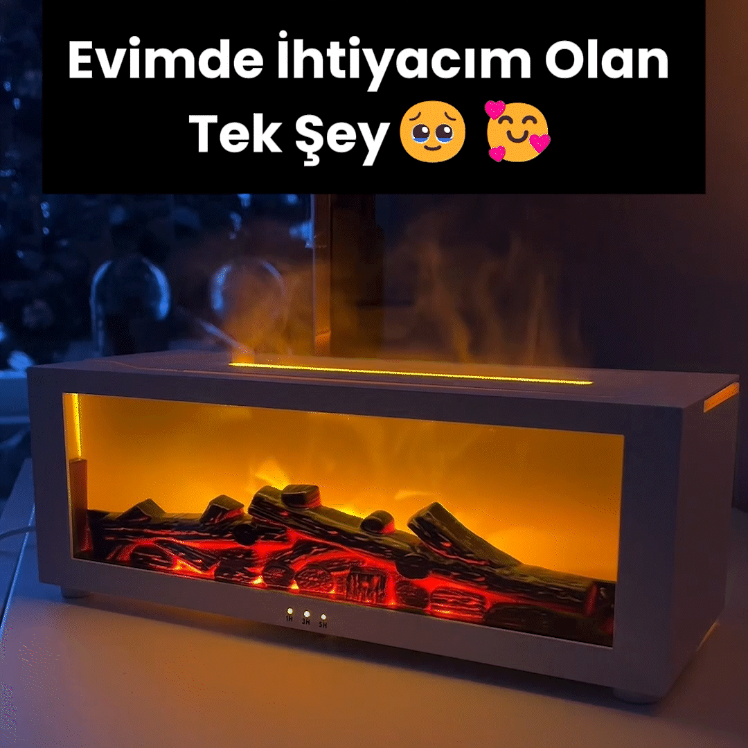 Mini Şömine Aromaterapi Hava Nemlendirici 3D Gerçek Şömine Görünümlü
