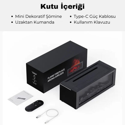 Mini Şömine Aromaterapi Hava Nemlendirici 3D Gerçek Şömine Görünümlü